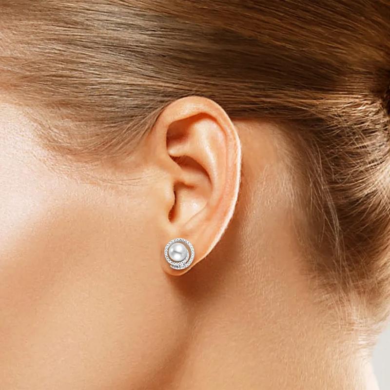 Freshwater Pearl and Diamond Earrings in 18K White Gold &#40;1/3 ct. tw.&#41; – Image 2 of 2