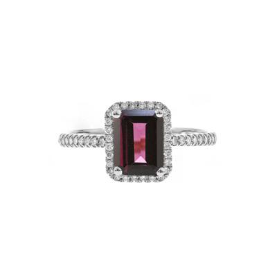 Rhodolite Garnet and Diamond Ring in 10K White Gold (1/5 ct. tw.)