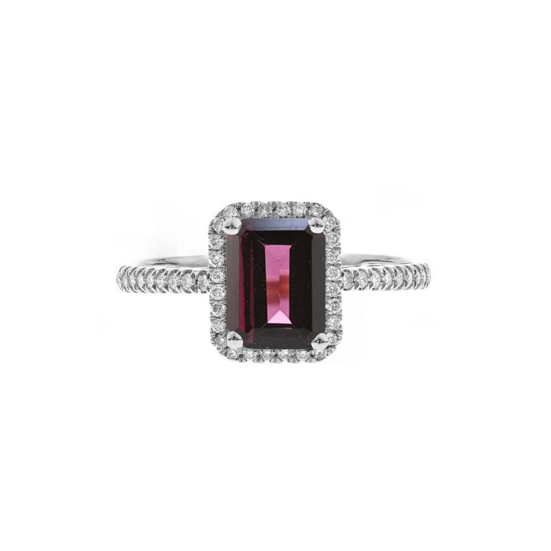 Rhodolite Garnet and Diamond Ring in 10K White Gold &#40;1/5 ct. tw.&#41; – Image 1 of 4