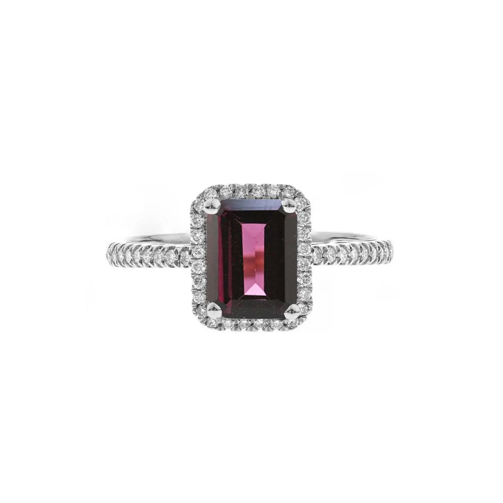 Rhodolite Garnet and Diamond Ring in 10K White Gold (1/5 ct. tw.) – Image 1 of 4
