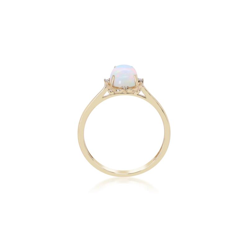 Opal and Diamond Accent Ring in 10K Yellow Gold – Image 3 of 4