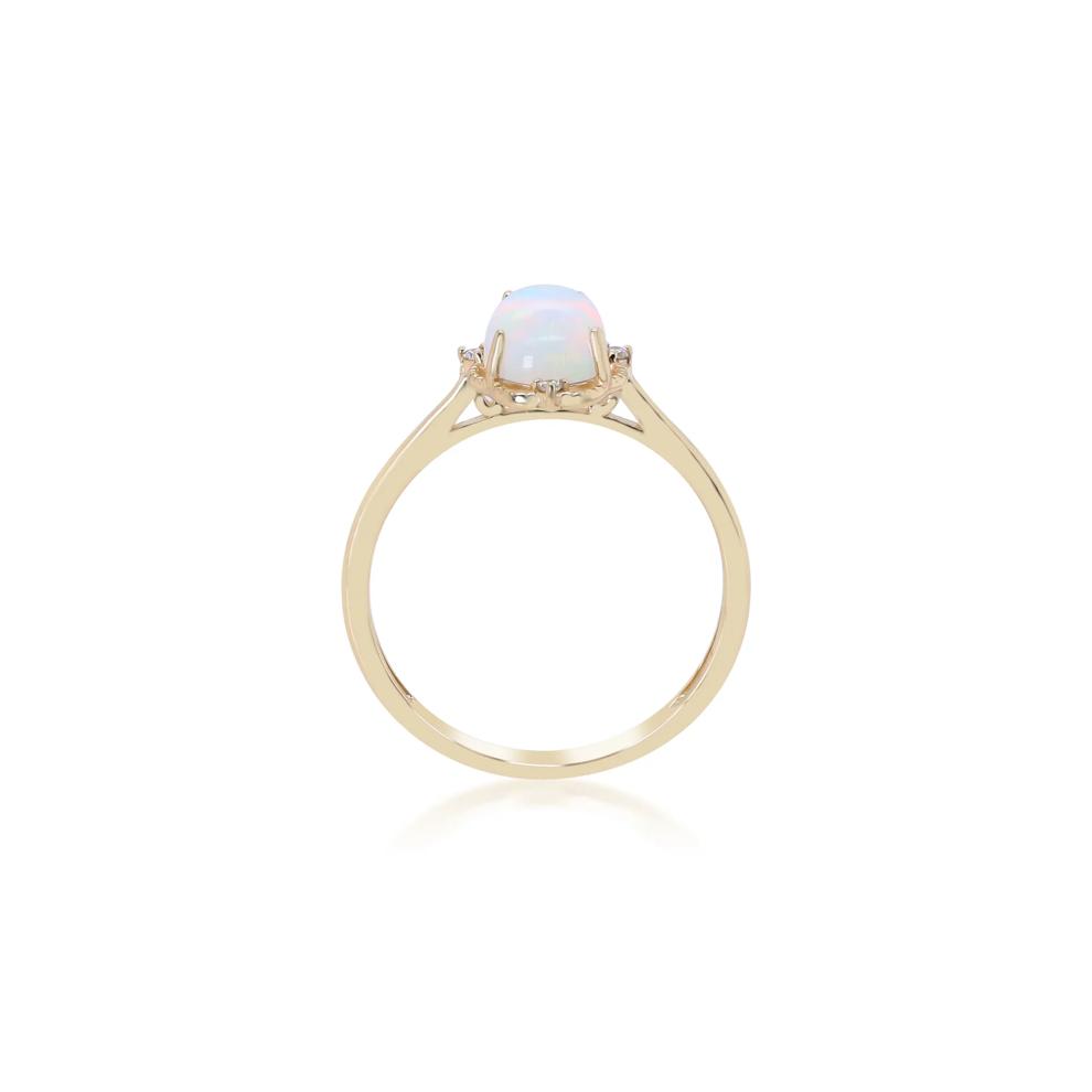 Opal and Diamond Accent Ring in 10K Yellow Gold – Image 3 of 4