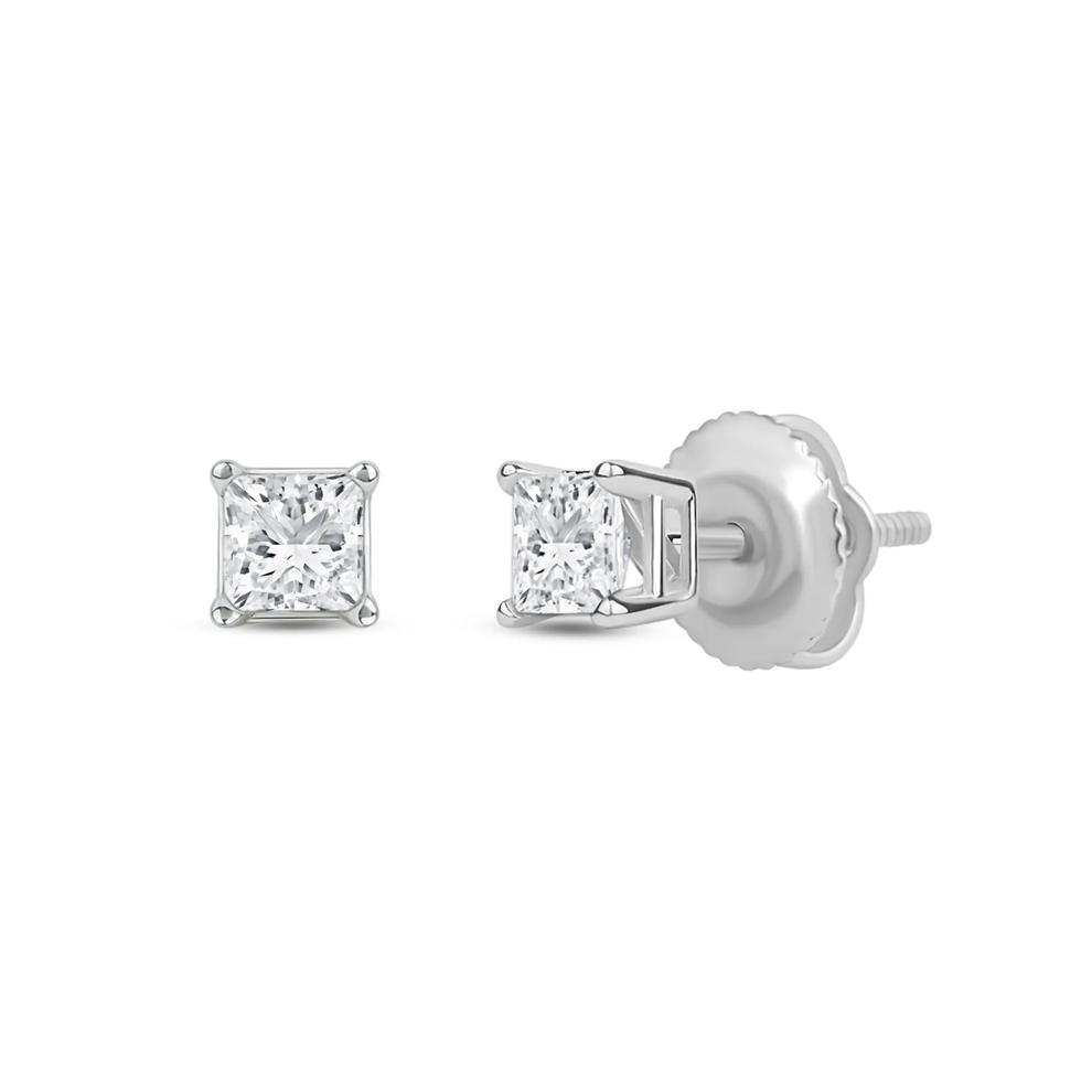 Lab Grown Diamond Princess-Cut Solitaire Stud Earrings in 14K White Gold (1/2 ct. tw.) – Image 1 of 3