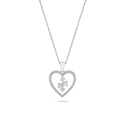 Diamond Open Dangle Heart Pendant Necklace in Sterling Silver (1/3 ct. tw.)