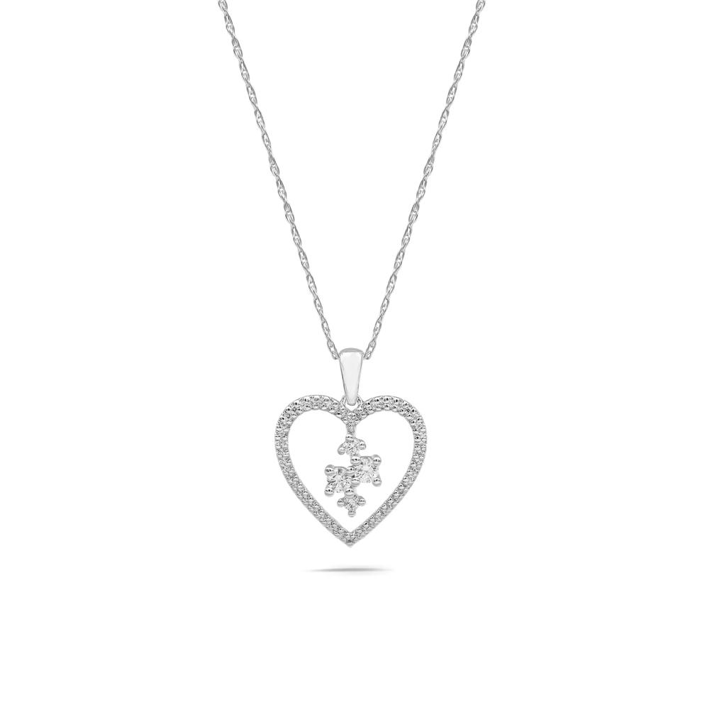 Diamond Open Dangle Heart Pendant Necklace in Sterling Silver (1/3 ct. tw.) – Image 1 of 4