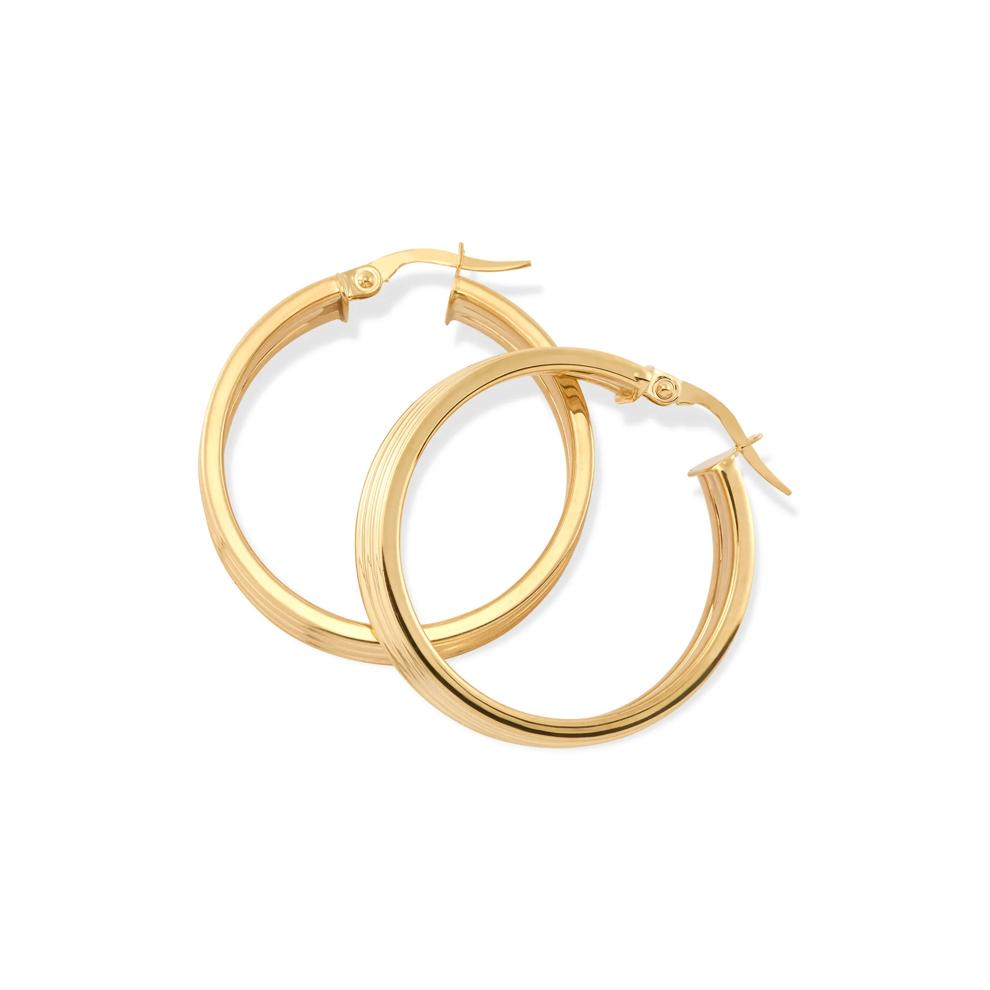 Triple Row Hoop Earrings in 14K Yellow Gold, 31x29mm – Image 2 of 2
