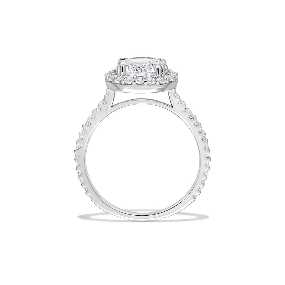 Lab-Created White Sapphire Halo Ring in Sterling Silver – Image 2 of 4