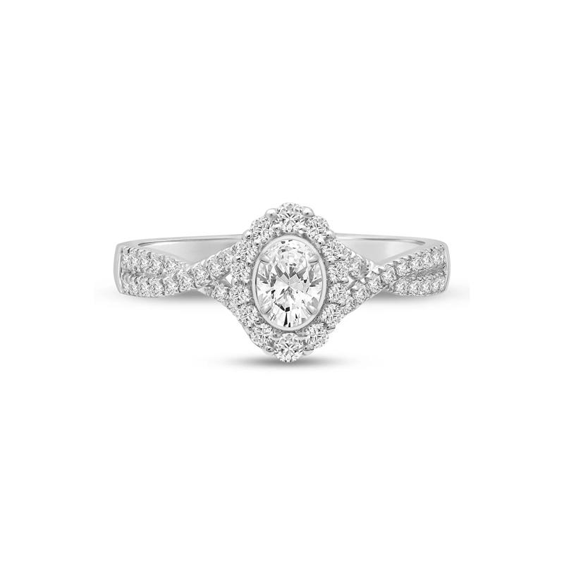 5/8 ct. tw. Oval-Shaped Diamond Engagement Ring in 14K White Gold – Image 1 of 3