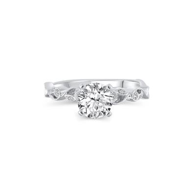 Diamond Accent Semi-Mount Engagement Ring in 14K White Gold (Setting Only)