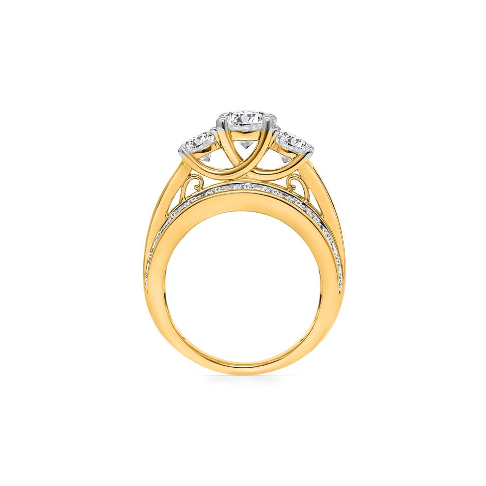 Lab Grown Diamond Three-Stone Multi-Row Band in 10K Yellow Gold (4 ct. tw.) – Image 2 of 3