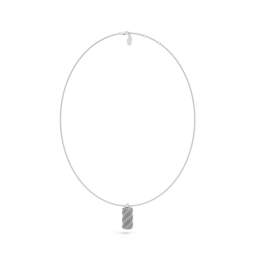 Men's Striped Design Dog Tag Pendant Necklace in Vermeil – Image 8 of 9