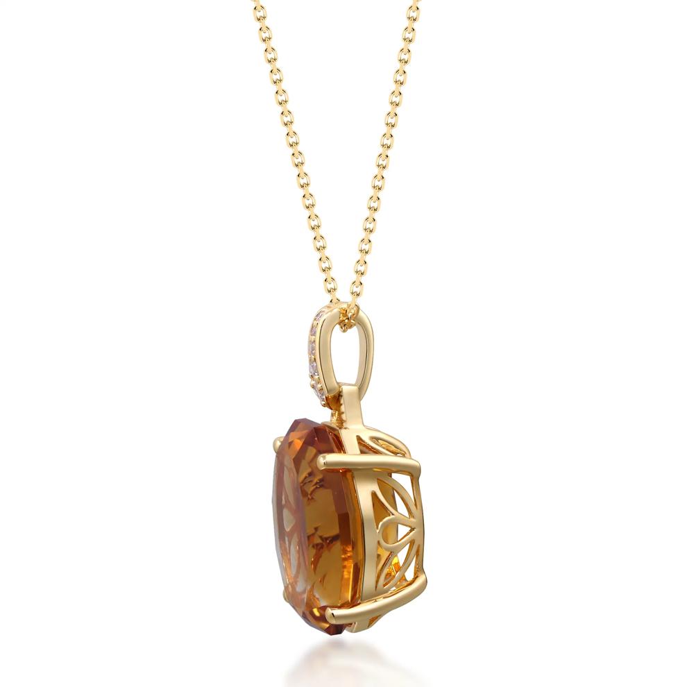 Citrine &amp; Diamond Accent Pendant Necklace in 14K Yellow Gold – Image 3 of 4