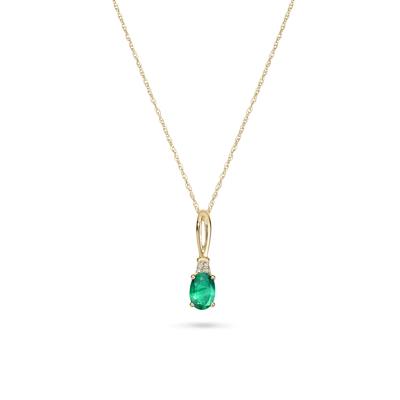 Oval Gemstone & Diamond Accent Pendant Necklace in 10K Gold