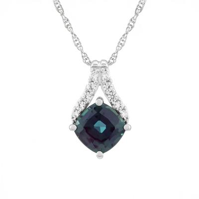 Lab-Created Alexandrite & Lab-Created White Sapphire Pendant in Sterling Silver