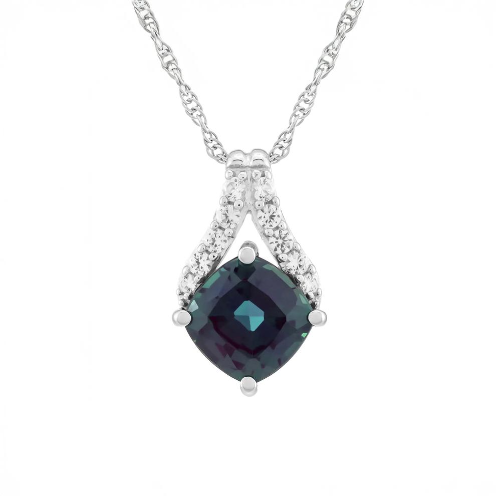 Lab-Created Alexandrite &amp; Lab-Created White Sapphire Pendant in Sterling Silver – Image 1 of 3