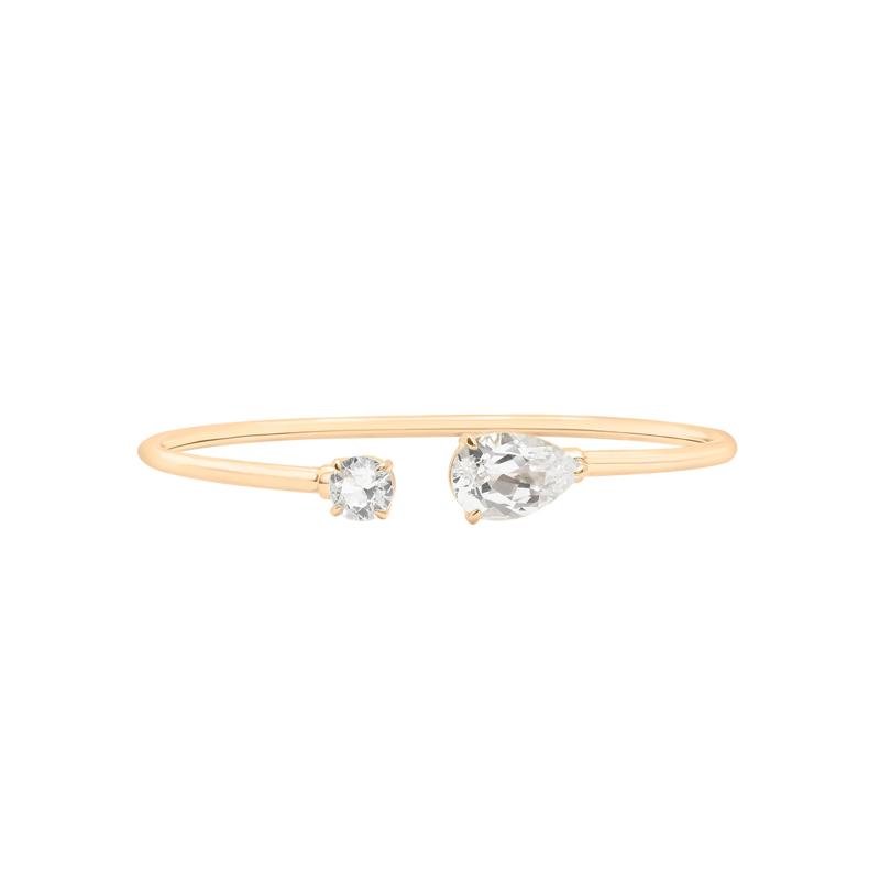 Lab-Created White Sapphire Toi et Moi Flex Bangle in Vermeil – Image 1 of 4