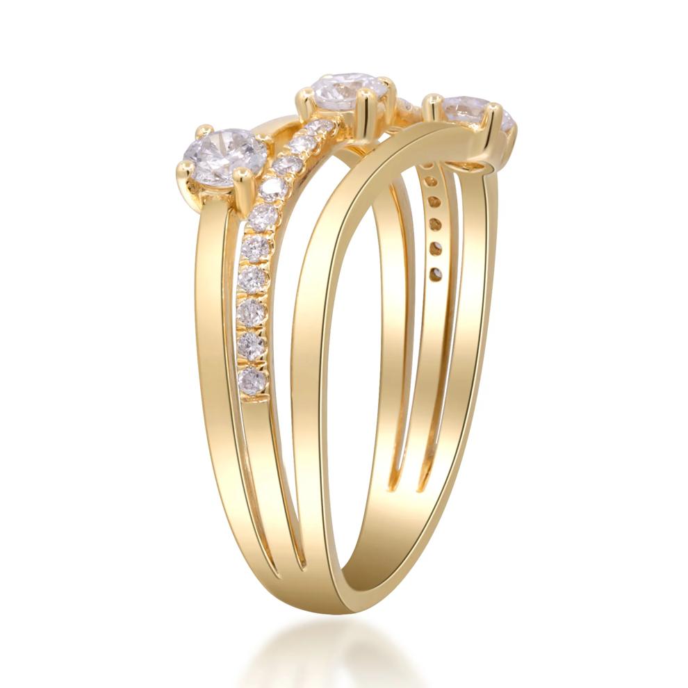 Diamond Three-Row Ring in 10K Yellow Gold (1/2 ct. tw.) – Image 4 of 5