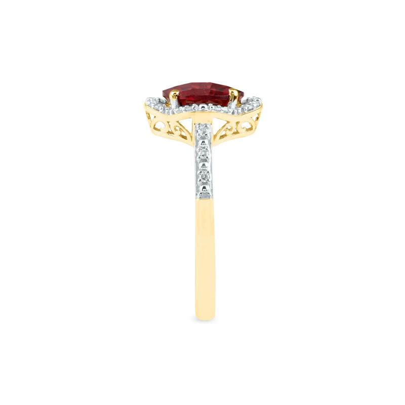 Checkerboard-Cut Garnet Ring in 10K Yellow Gold &#40;1/10 ct. tw.&#41; – Image 3 of 3