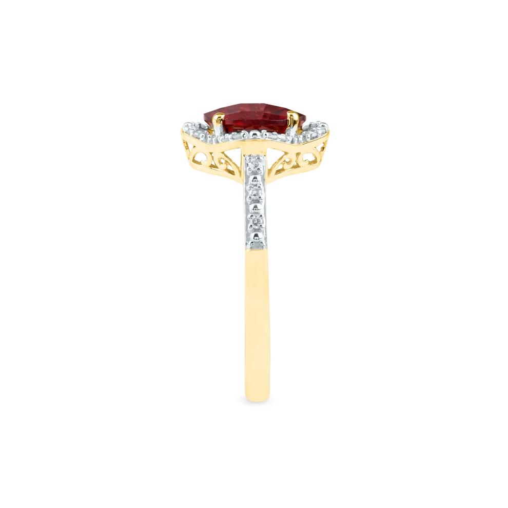 Checkerboard-Cut Garnet Ring in 10K Yellow Gold (1/10 ct. tw.) – Image 3 of 3