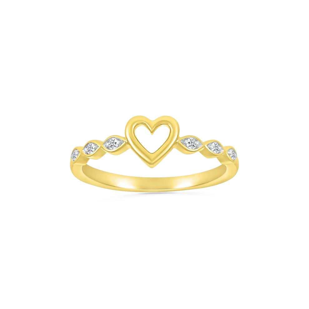 Diamond Accent Heart Ring in 10K Yellow Gold – Image 1 of 5