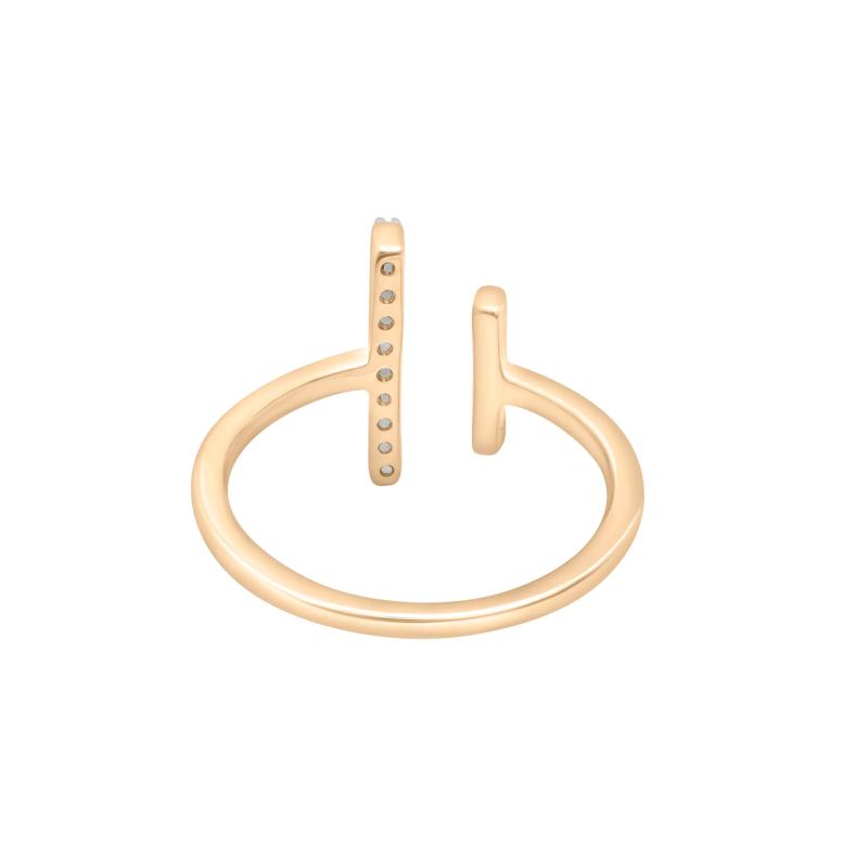 Open Diamond Bar Ring in 10K Yellow Gold &#40;1/10 ct. tw.&#41; – Image 4 of 5