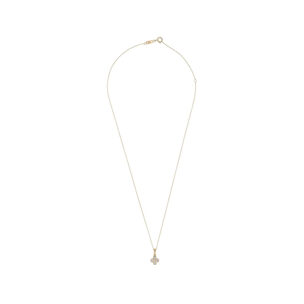 Diamond Bezel Clover Pendant Necklace in 10K Yellow Gold (1/4 ct. tw.) – Image 3 of 4