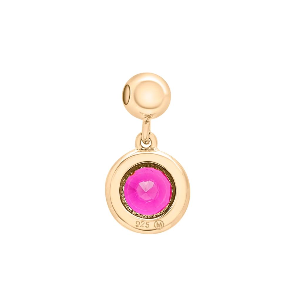 Lab-Created Ruby Birthstone Bead Charm in Vermeil – Image 3 of 3