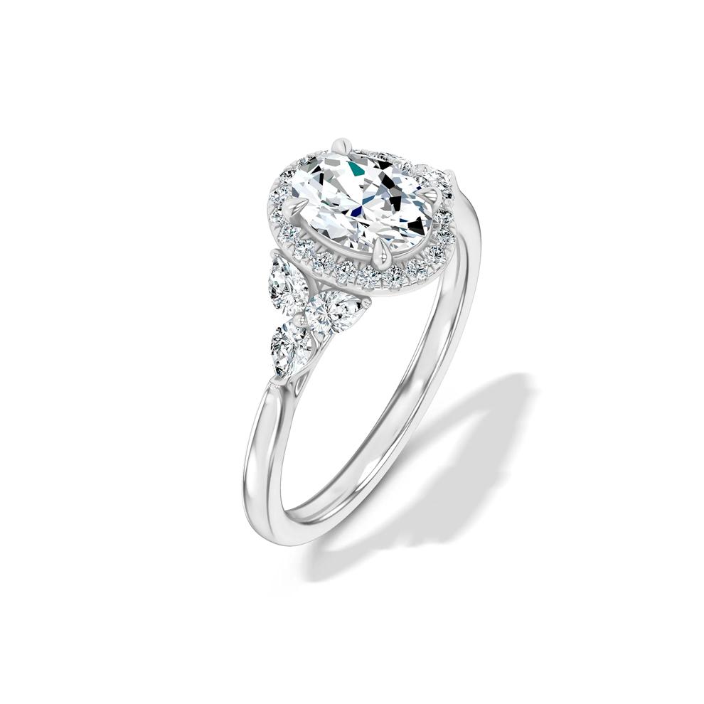 Diamond Oval Halo Engagement Ring in 18K White Gold (1 3/8 ct. tw.) – Image 4 of 4