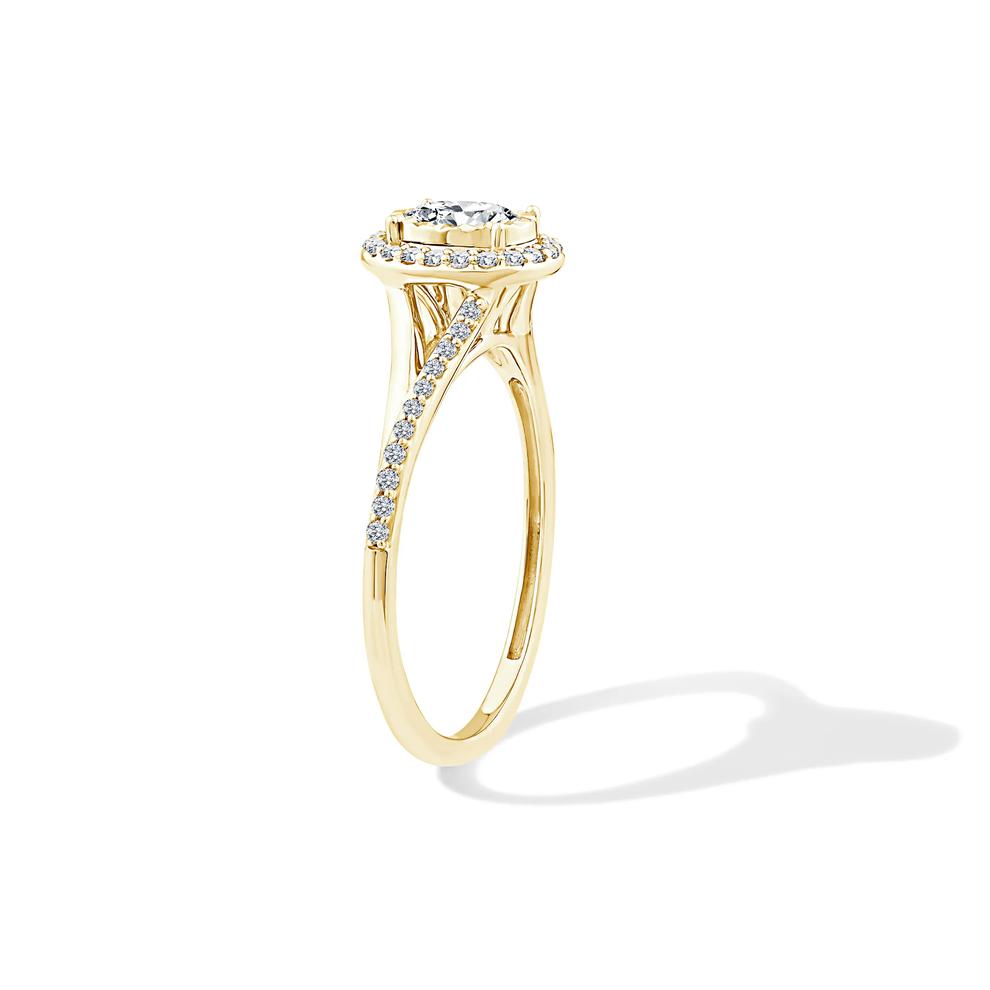 Lab Grown Diamond Oval Illusion Split-Shank Promise Ring in 10K Yellow Gold (1/2 ct. tw.) – Image 3 of 4