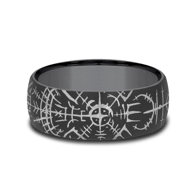 Men&#39;s Viking Compass Band in Dark Tantalum, 8MM – Image 1 of 3