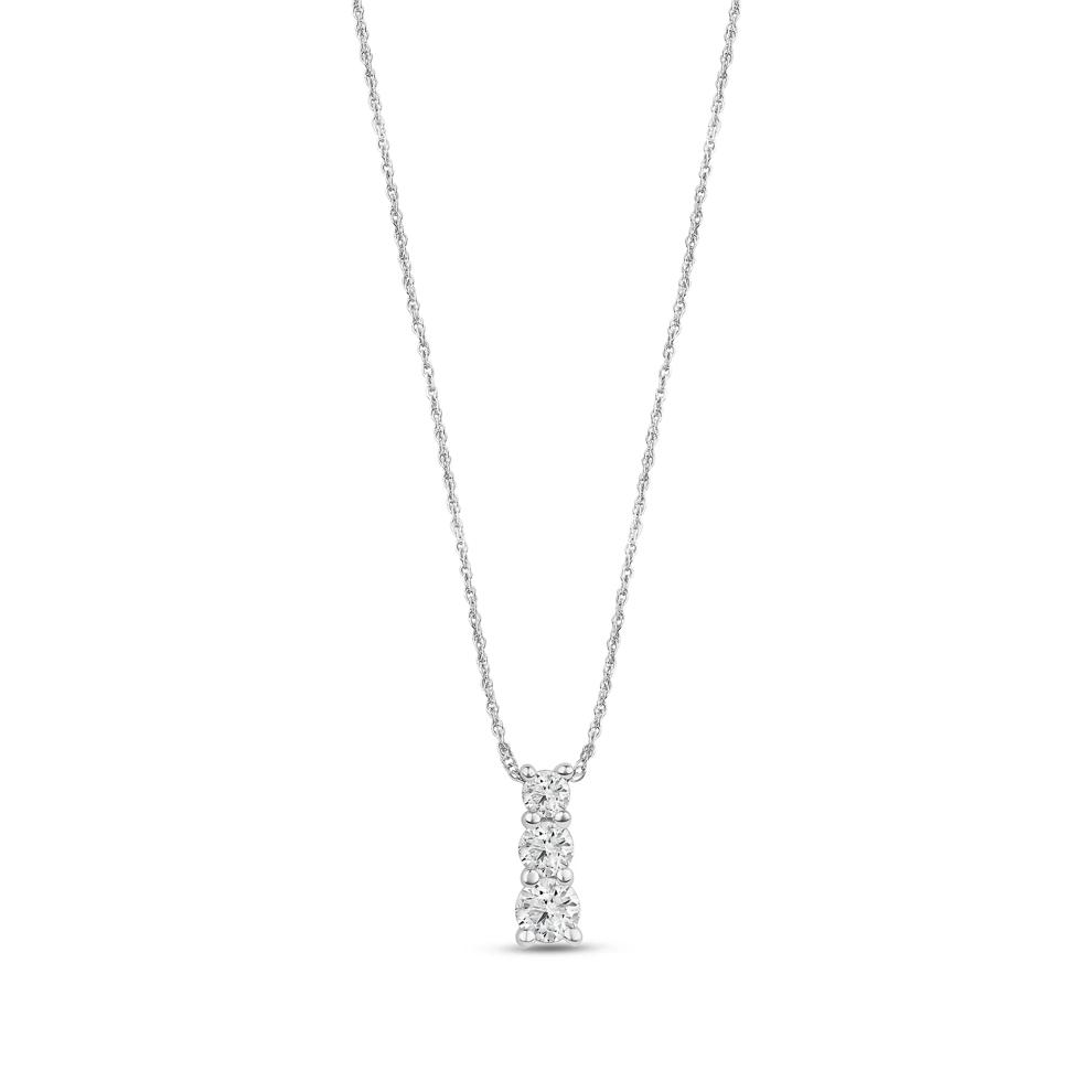 Lab Grown Three-Stone Diamond Pendant in 14K White Gold (1/2 ct. tw.) – Image 1 of 3