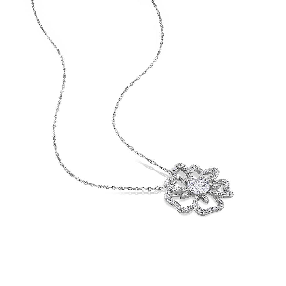 Moissanite Flower Necklace in Sterling Silver (1 1/10 ct. dew) – Image 2 of 4