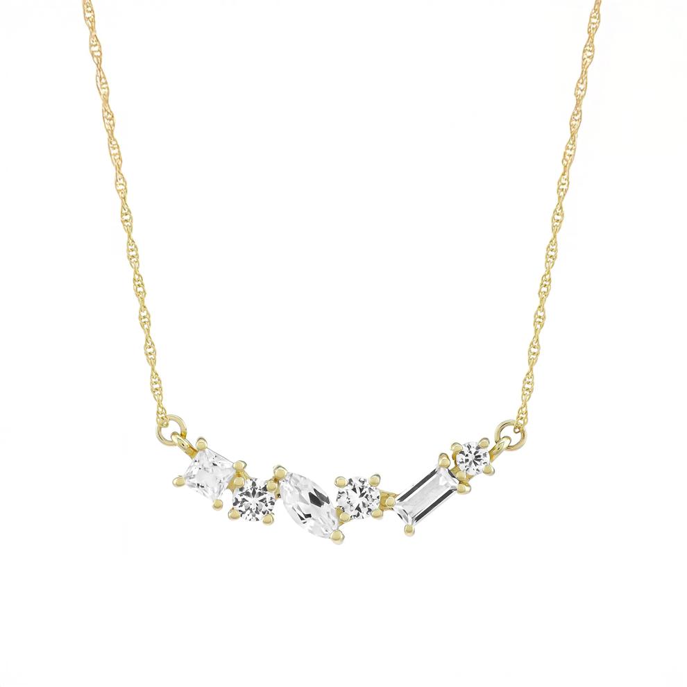 Lab-Created White Sapphire Necklace in 10K Yellow Gold – Image 1 of 3