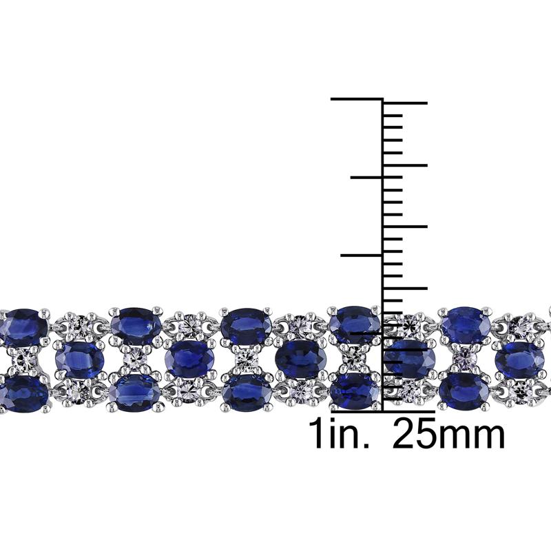 Blue Sapphire &amp; White Sapphire Bracelet in 14K White Gold – Image 5 of 6