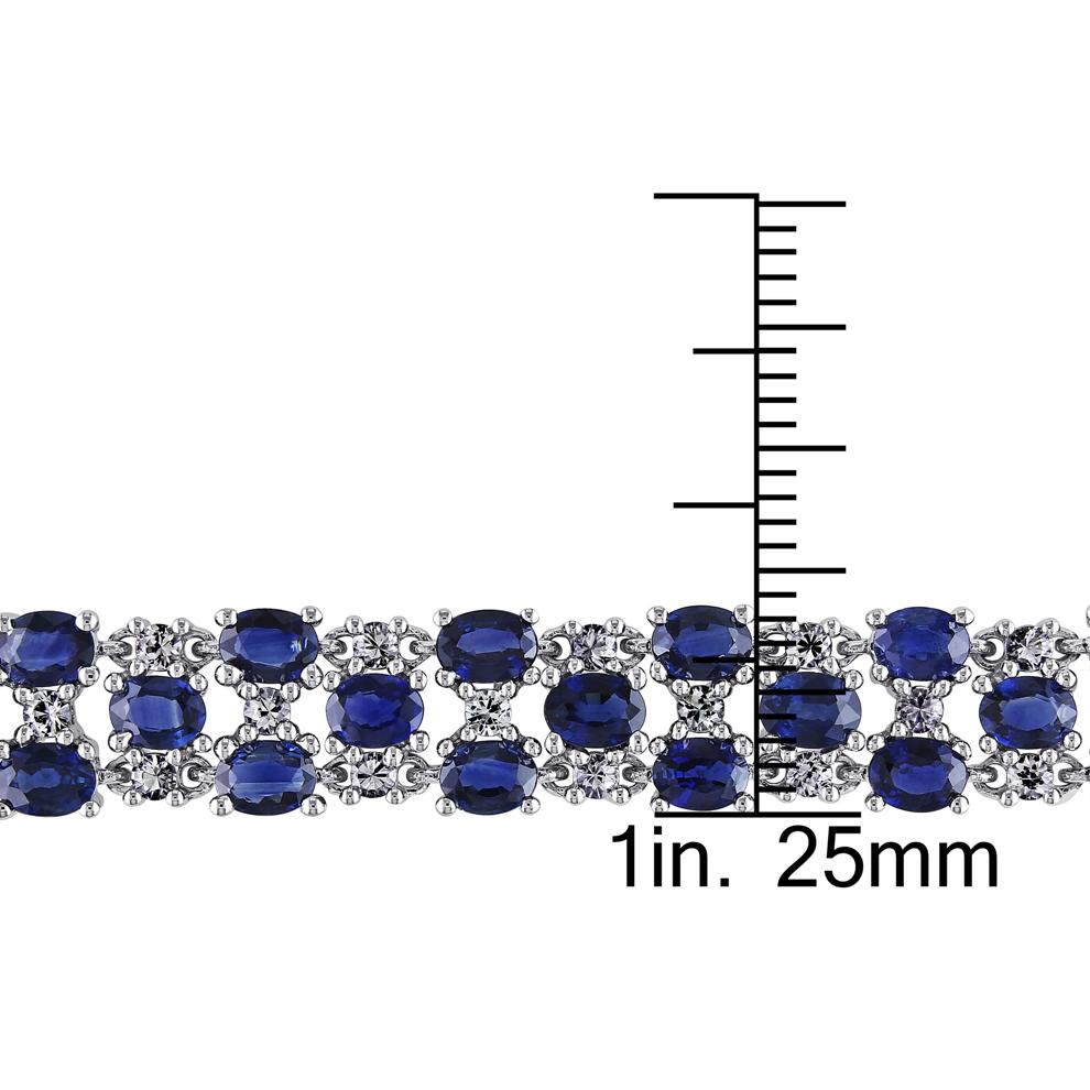 Blue Sapphire &amp; White Sapphire Bracelet in 14K White Gold – Image 5 of 6