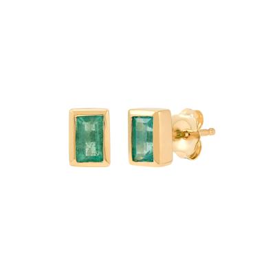 Emerald Stud Earrings in 14K Yellow Gold