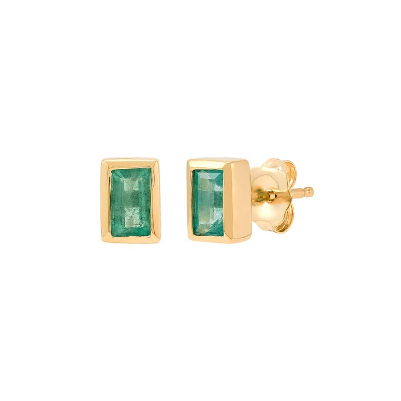 Emerald Stud Earrings in 14K Yellow Gold – Image 1 of 1