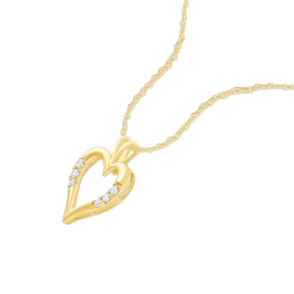 Diamond Heart Pendant Necklace in 10K Yellow Gold (1/5 ct. tw.) – Image 4 of 4