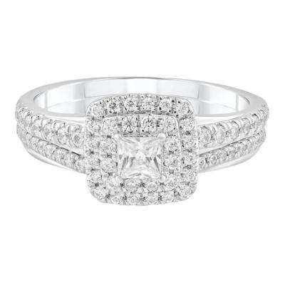 Diamond Princess-Cut Double Halo Engagement Set in 10K White Gold (3/4 ct. tw.)