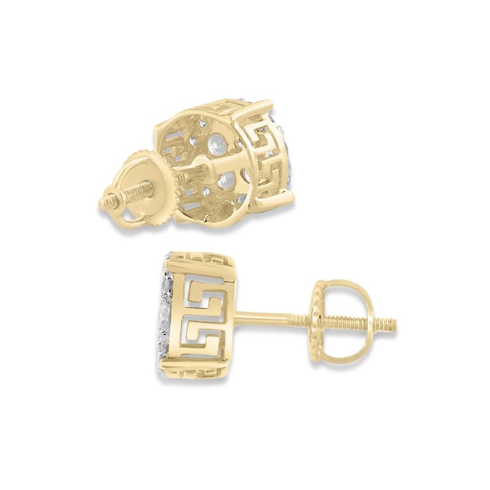 Men's Lab Grown Diamond Round Cluster Stud Earrings in 10K Yellow Gold (1/2 ct. tw.) – Image 2 of 2