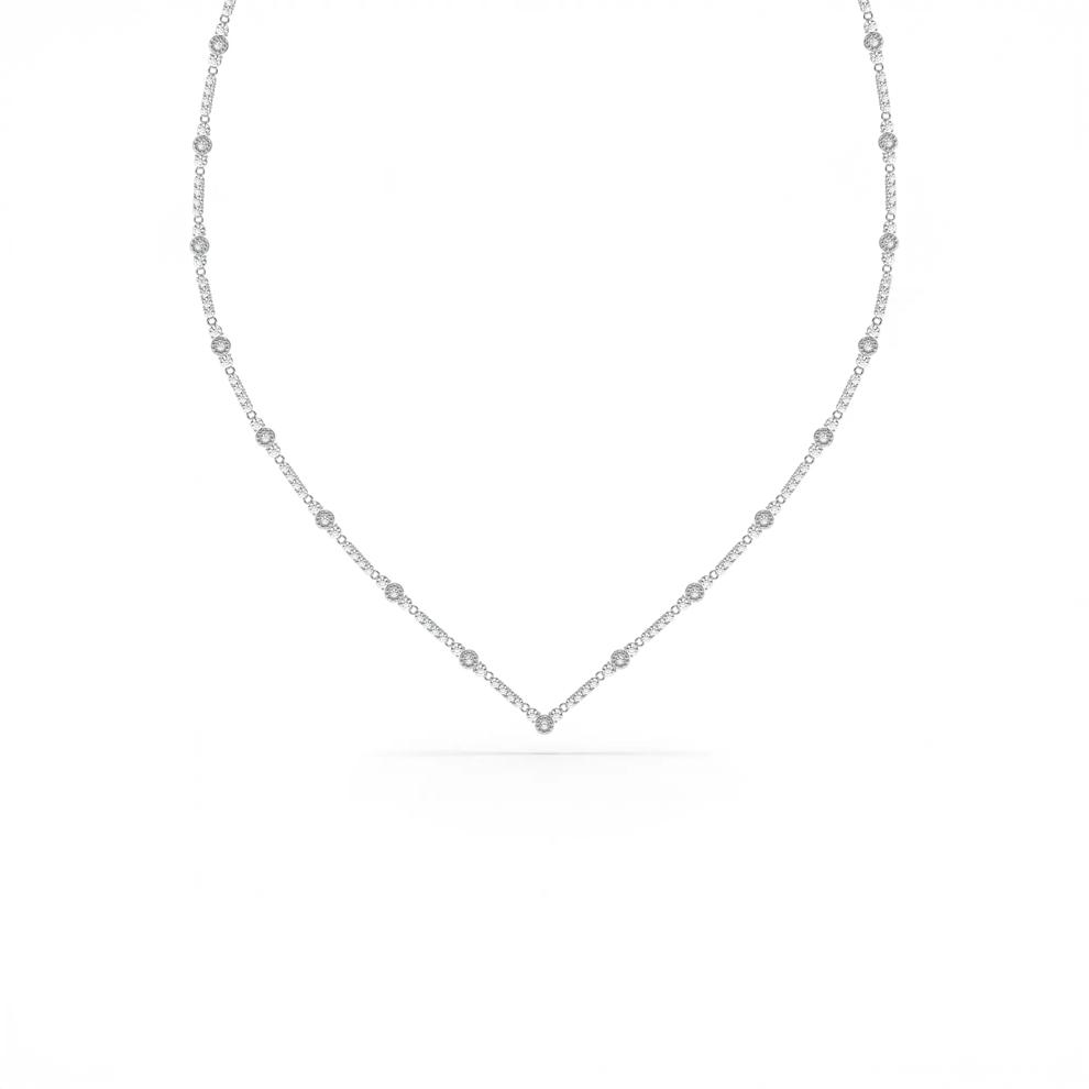Lab Grown Diamond Round Diamond Necklace in 10K White Gold (3 ct. tw.) – Image 1 of 3