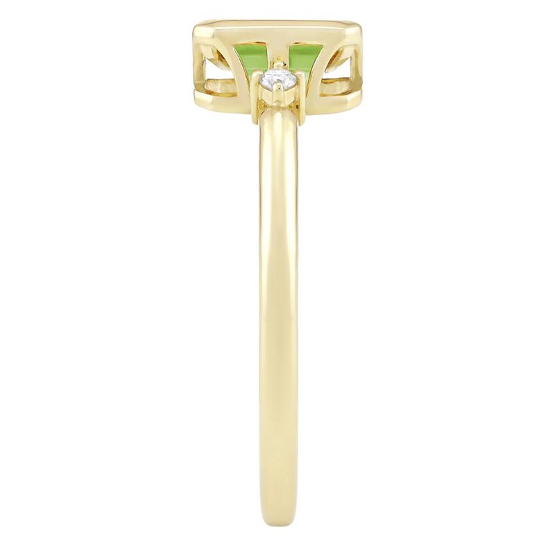 Emerald-Cut Peridot and Diamond Accent Ring in 10K Yellow Gold – Image 3 of 3