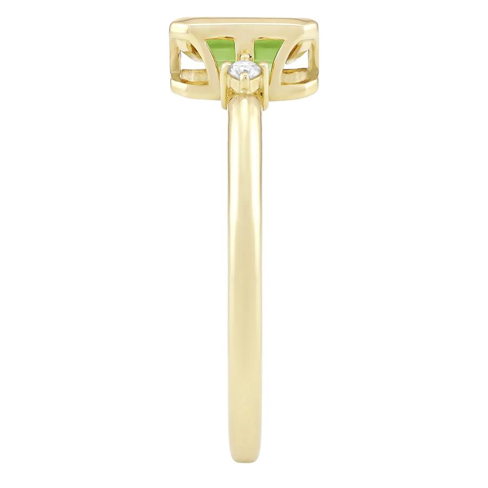 Emerald-Cut Peridot and Diamond Accent Ring in 10K Yellow Gold – Image 3 of 3