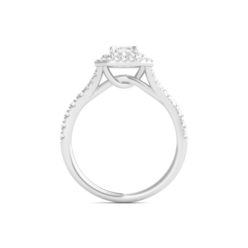 Diamond Emerald Step-Cut Double Halo Engagement Ring in 14K White Gold &#40;1 1/2 ct. tw.&#41; – Image 2 of 4