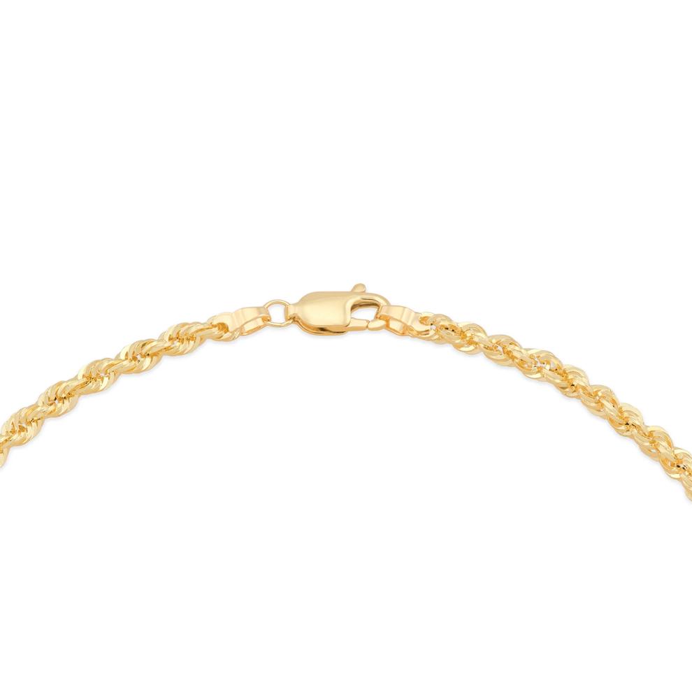Heavy Hollow Glitter Rope Chain Necklace in 10K Yellow Gold, 24" – Image 4 of 5