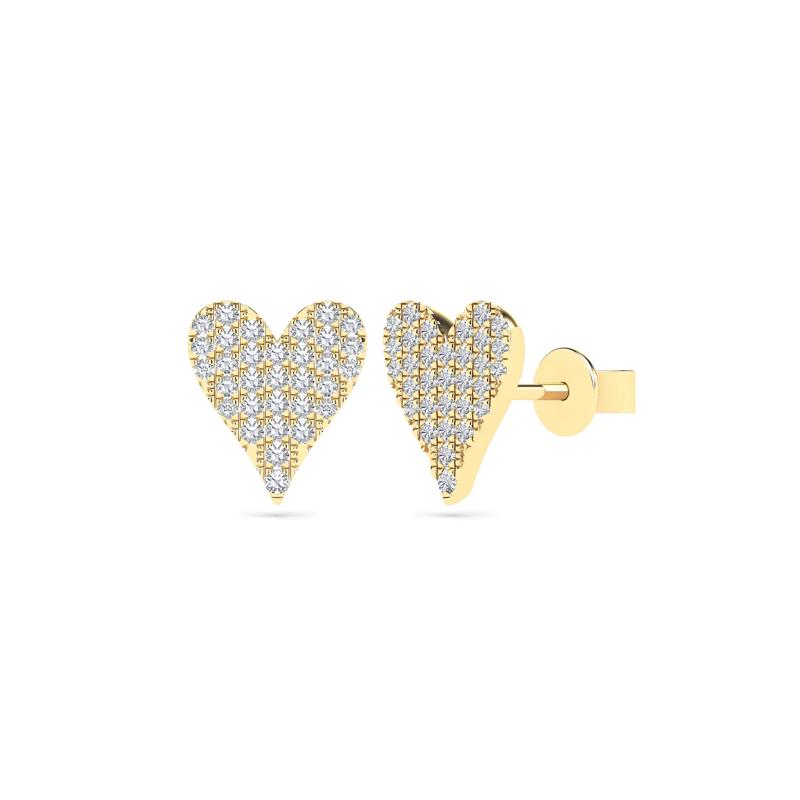 Diamond Heart Earrings in 14K Yellow Gold (1/7 ct. tw.) – Image 1 of 1
