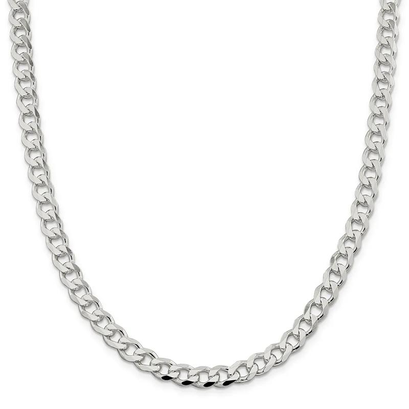 Curb Chain Necklace in Sterling Silver, 26&quot; – Image 1 of 3