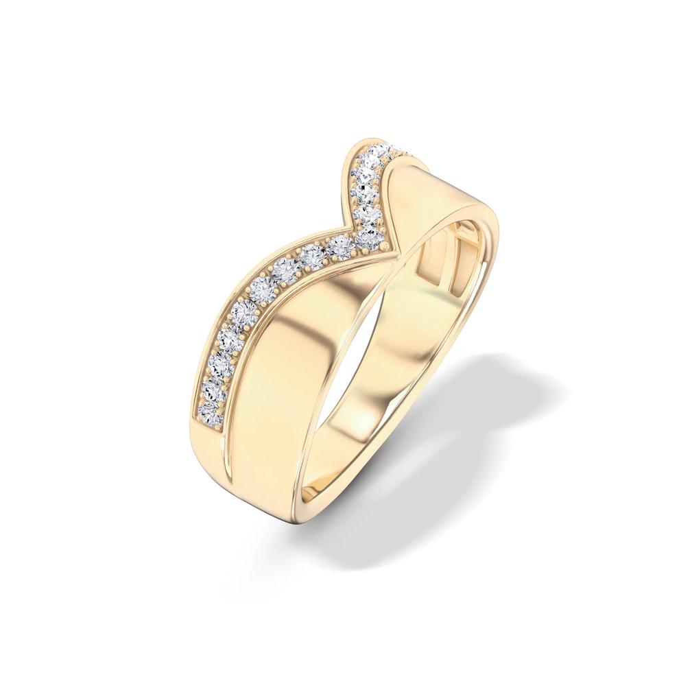 Lab Grown Diamond Wide Chevron Band in 10K Yellow Gold (1/4 ct. tw.) – Image 3 of 3