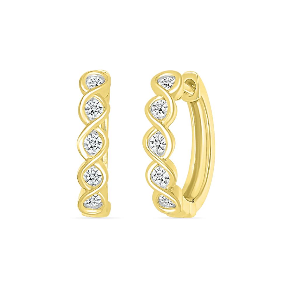 Diamond Twist Hoop Earrings in 10K Yellow Gold (1/5 ct. tw.) – Image 3 of 3
