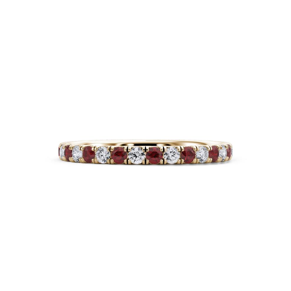 Lab Grown Diamond &amp; Lab-Created Ruby Anniversary Band in 14K Yellow Gold (1/3 ct. tw.) – Image 1 of 4